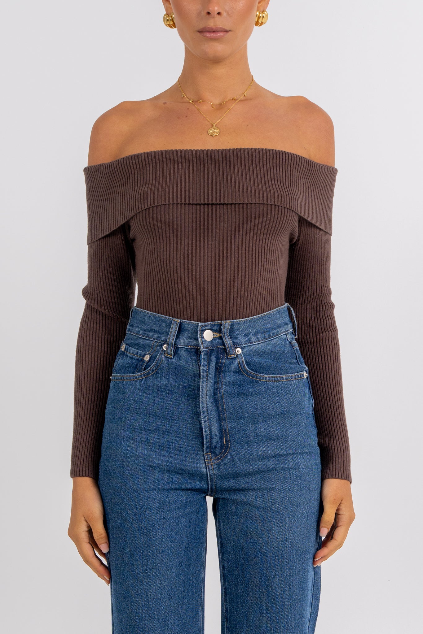 Kahlea Off-the-Shoulder Bodysuit Chocolate