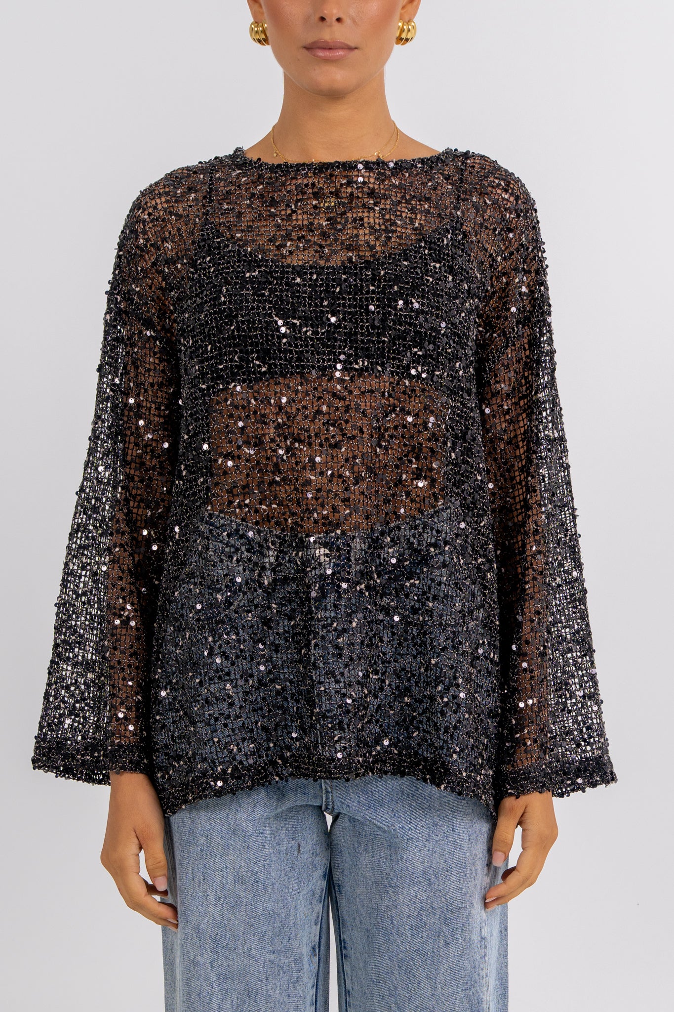 Uzma Sequin Top Black