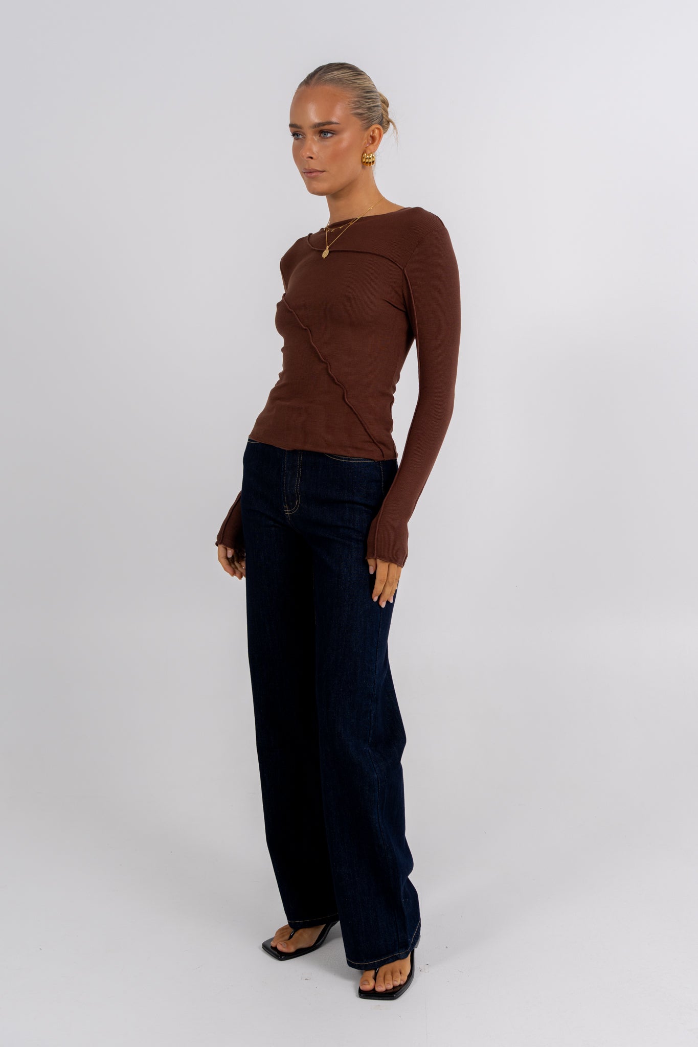 Nicka Long Sleeve Top Chocolate