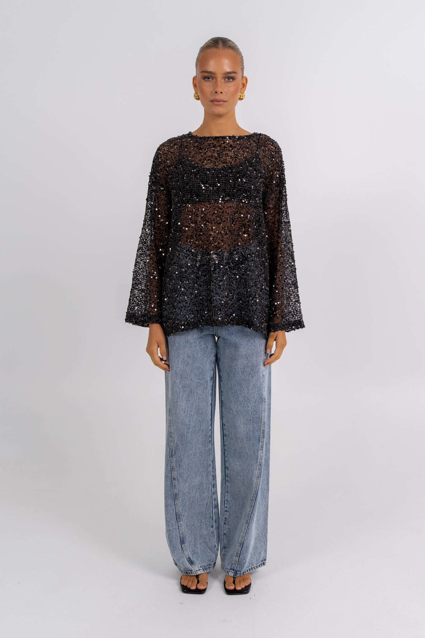 Uzma Sequin Top Black