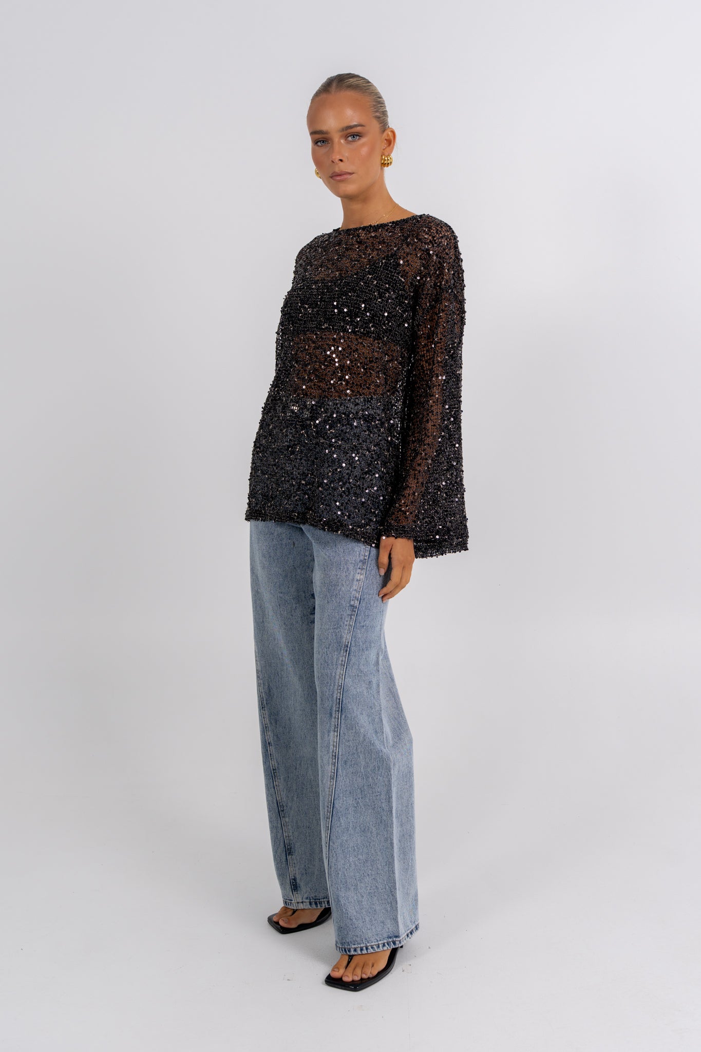 Uzma Sequin Top Black
