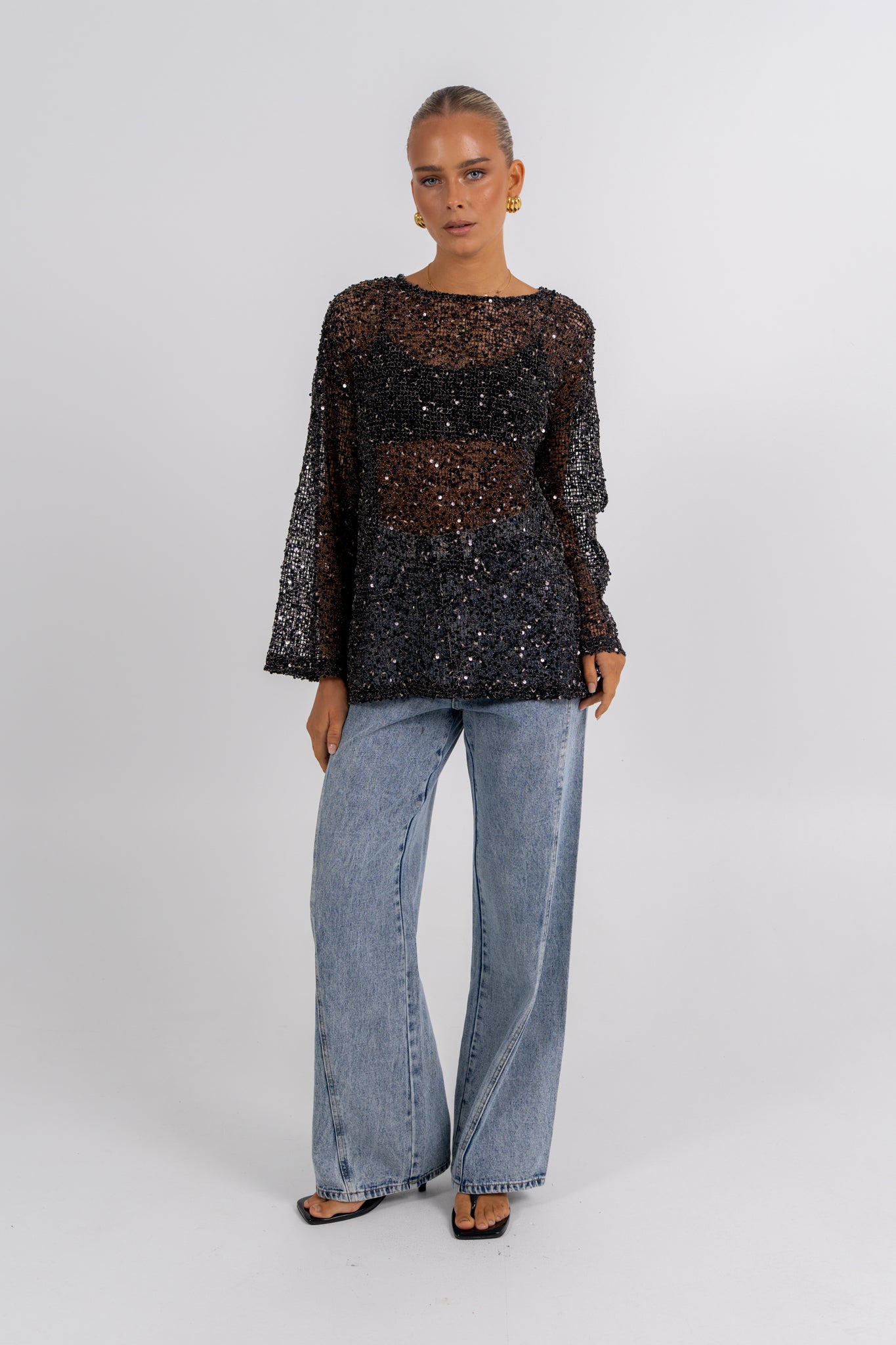 Uzma Sequin Top Black