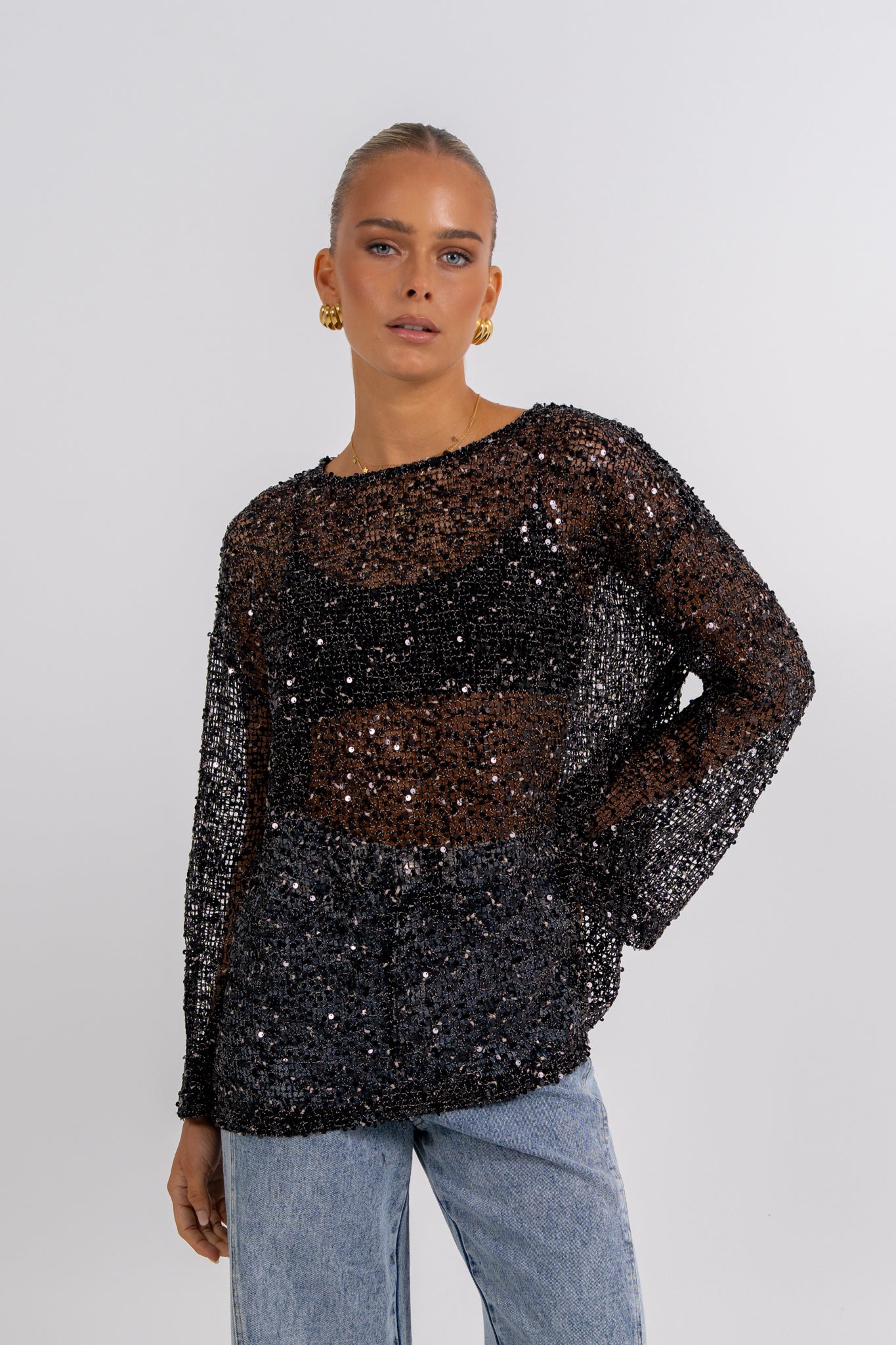 Uzma Sequin Top Black
