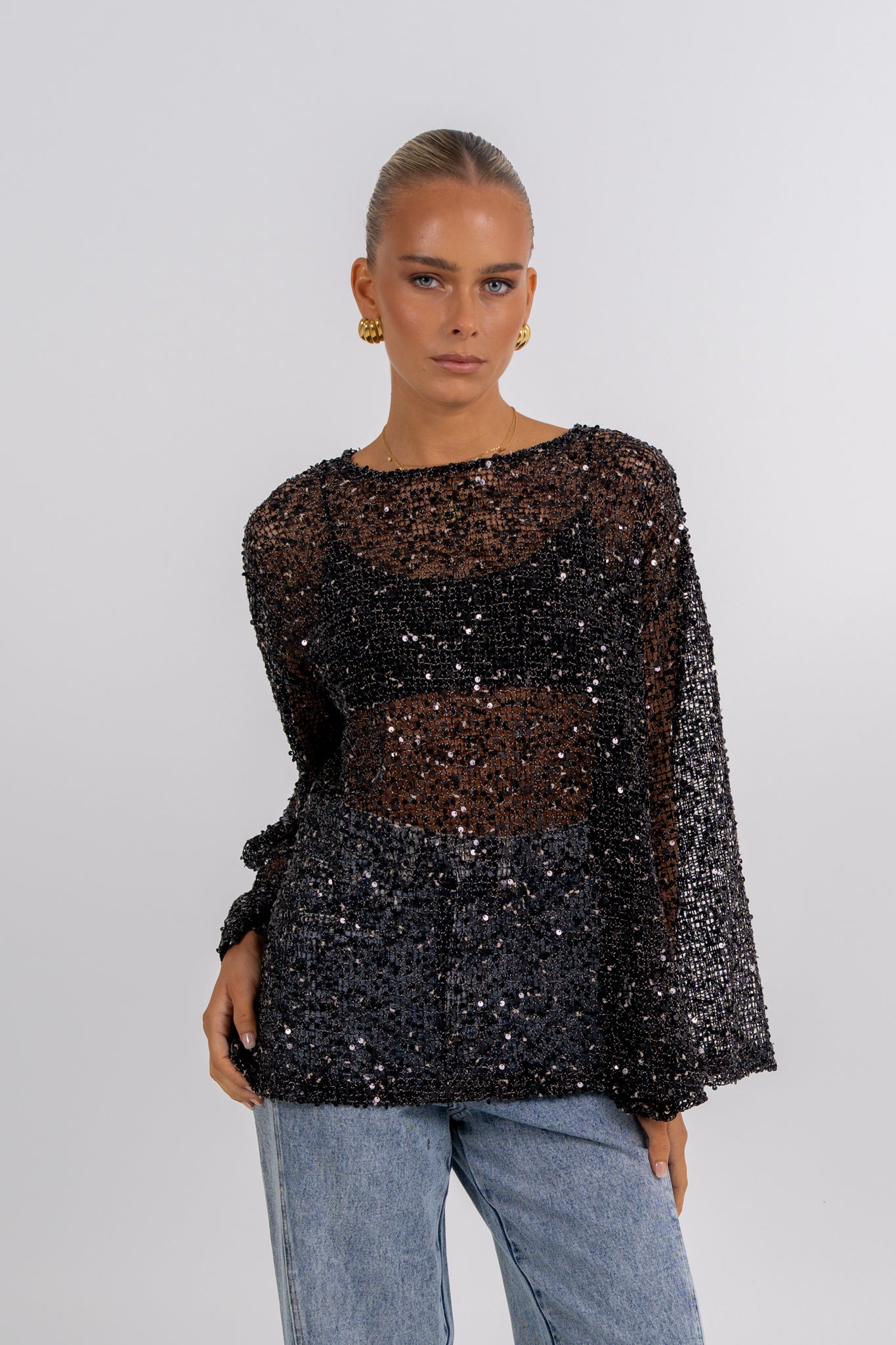 Uzma Sequin Top Black