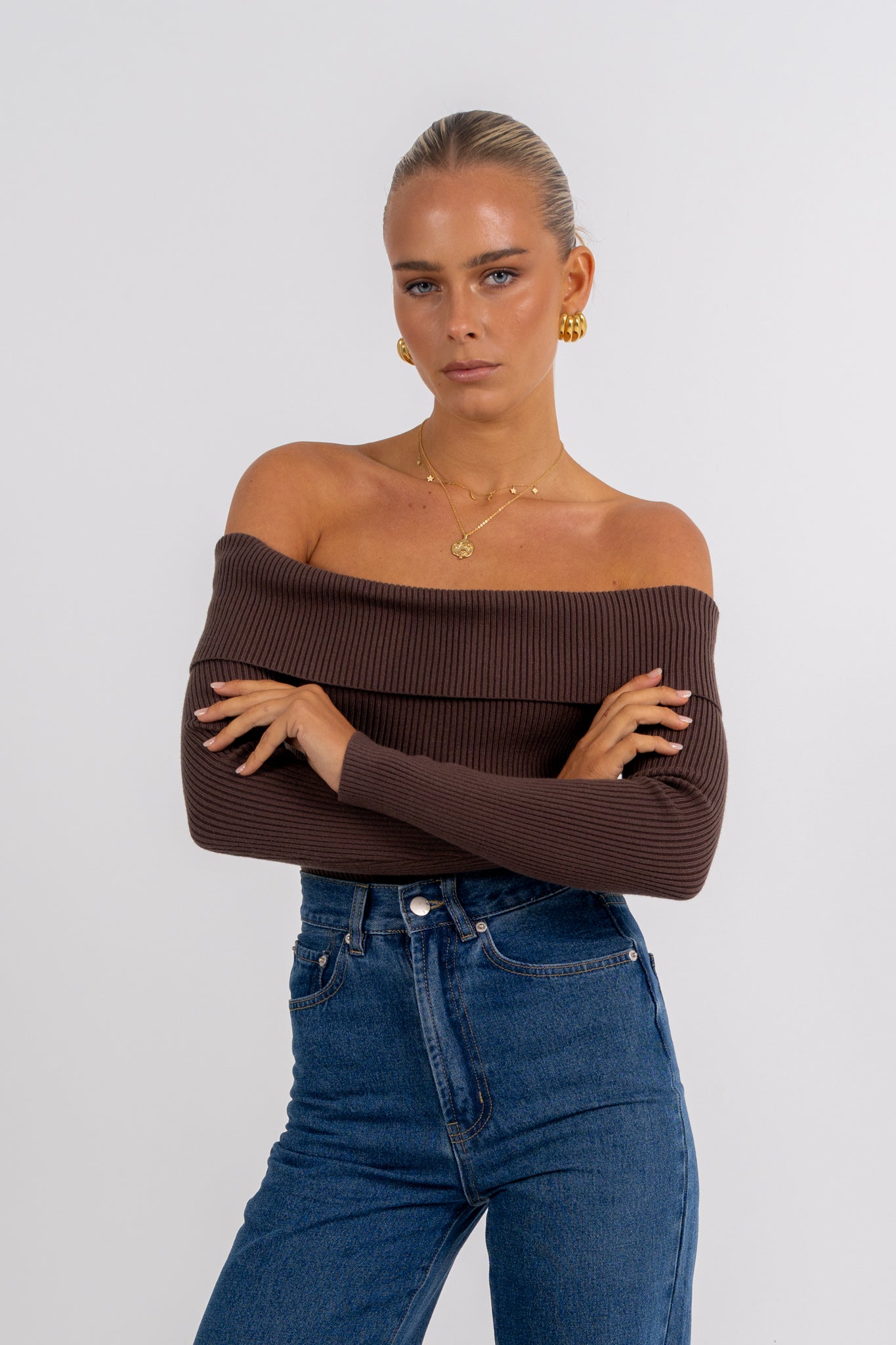 Kahlea Off-the-Shoulder Bodysuit Chocolate