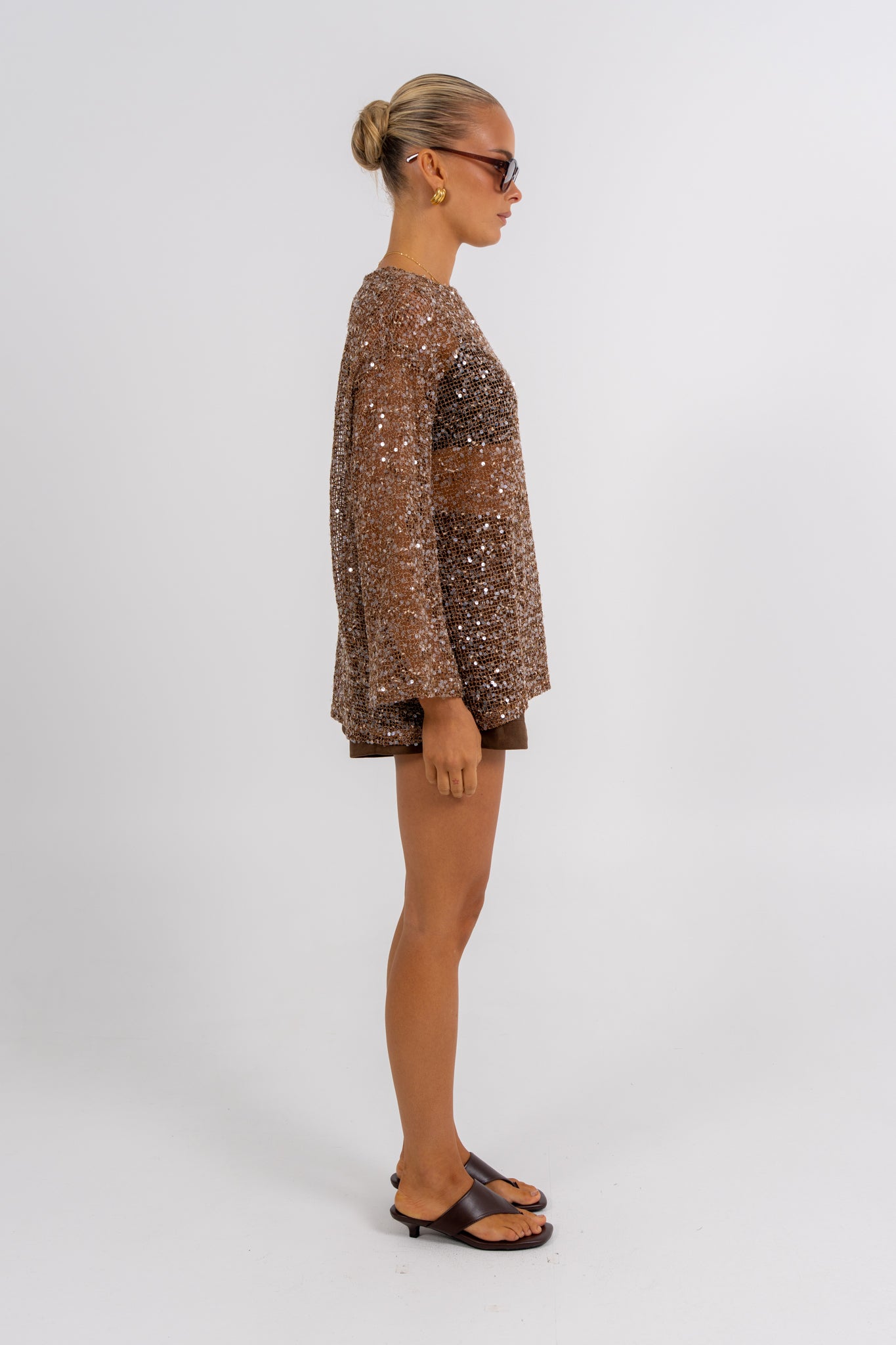 Uzma Sequin Top Mocha