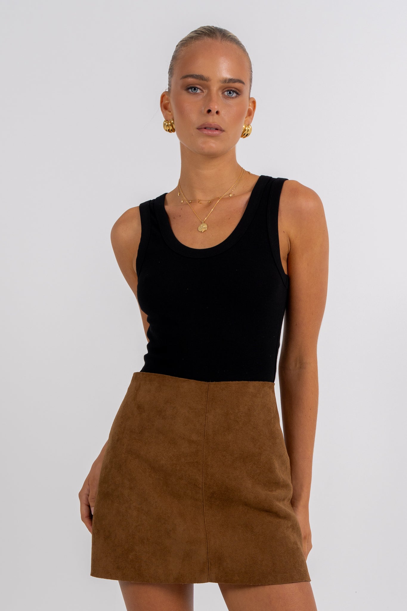 Reya Mini Skirt Tan Brown