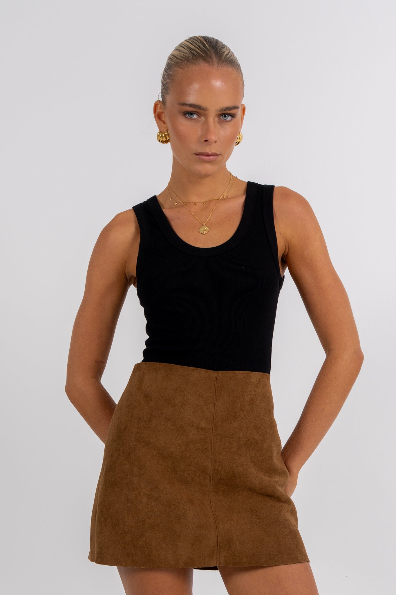 Reya Mini Skirt Tan Brown