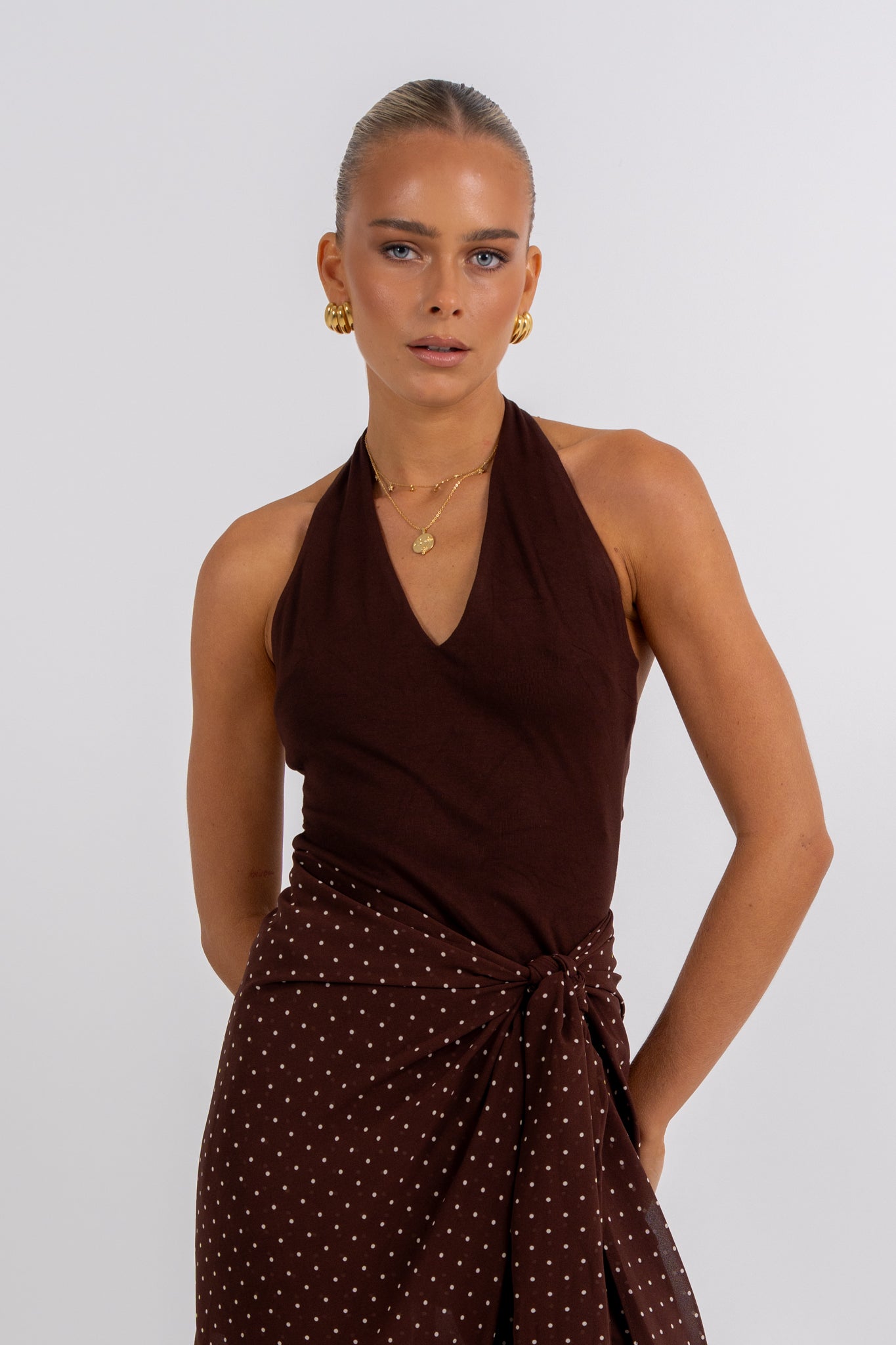 Deering Halter Dress Polka Dot