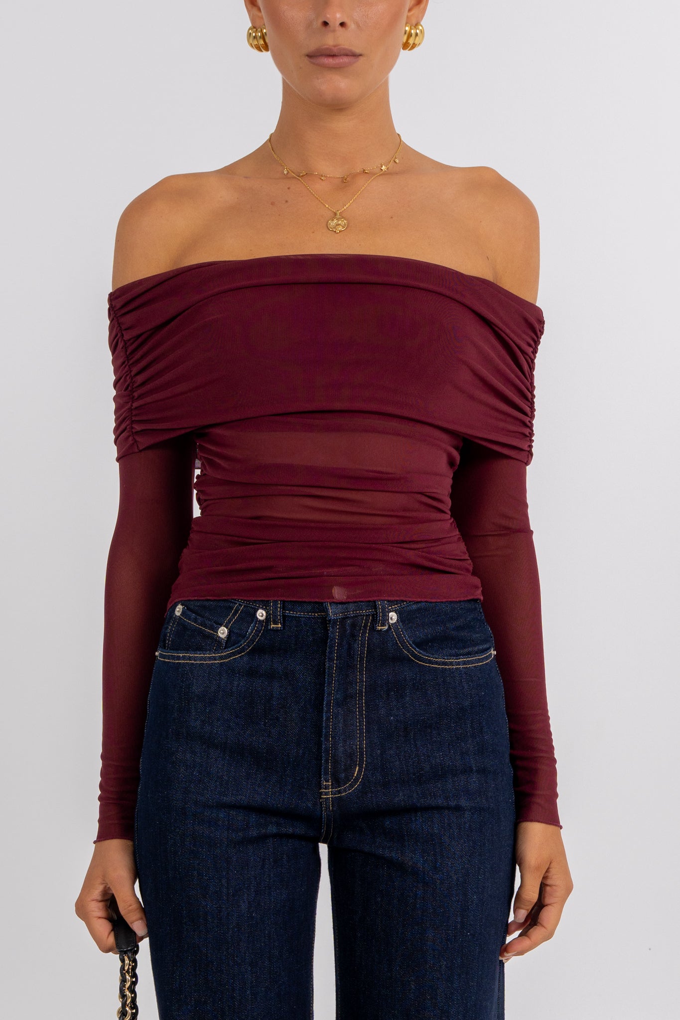 Plyrie Off-the-shoulder Top Burgundy