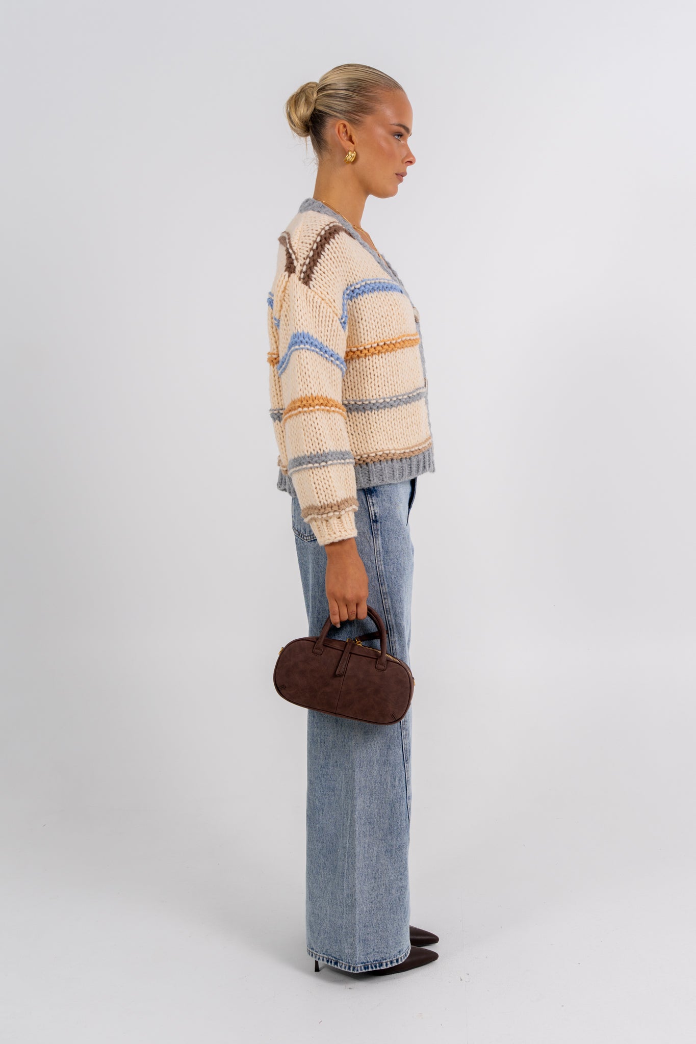Noosa Cardigan Beige Stripe