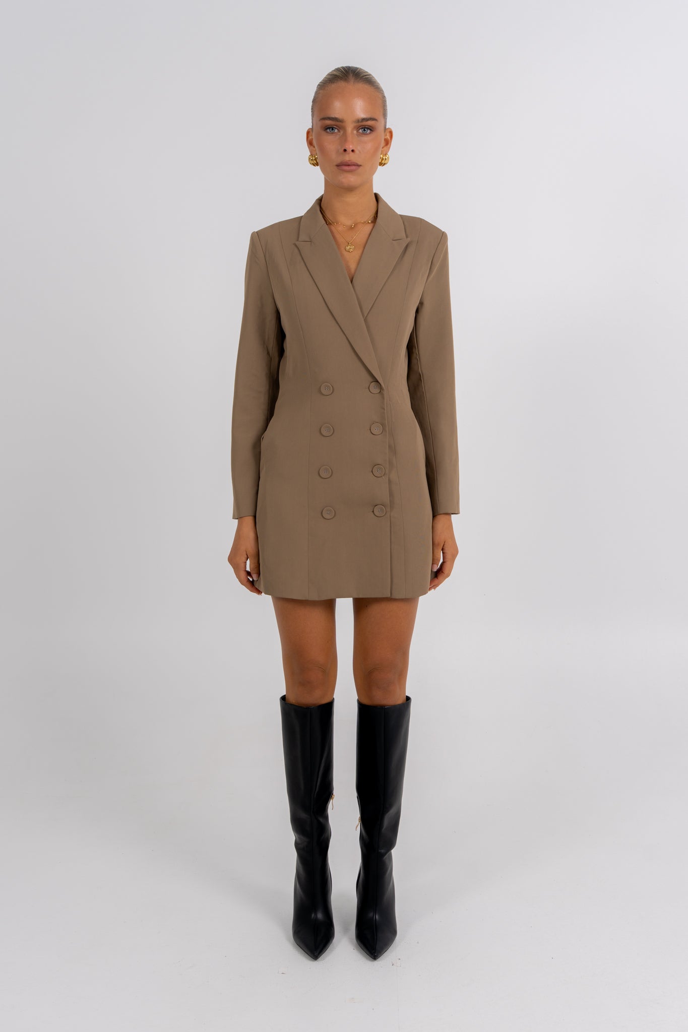 Gunner Mini Blazer Dress Mocha