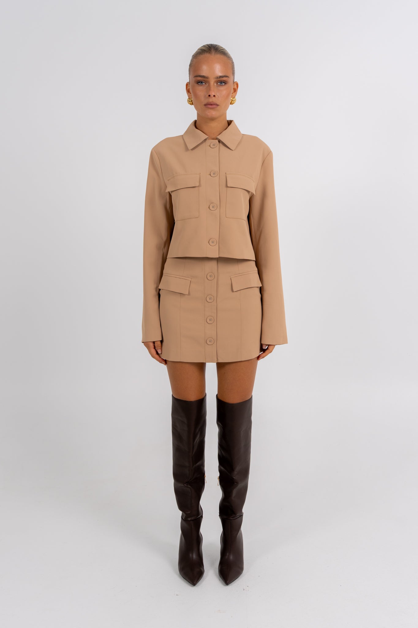 Jovie Cropped Shirt Beige