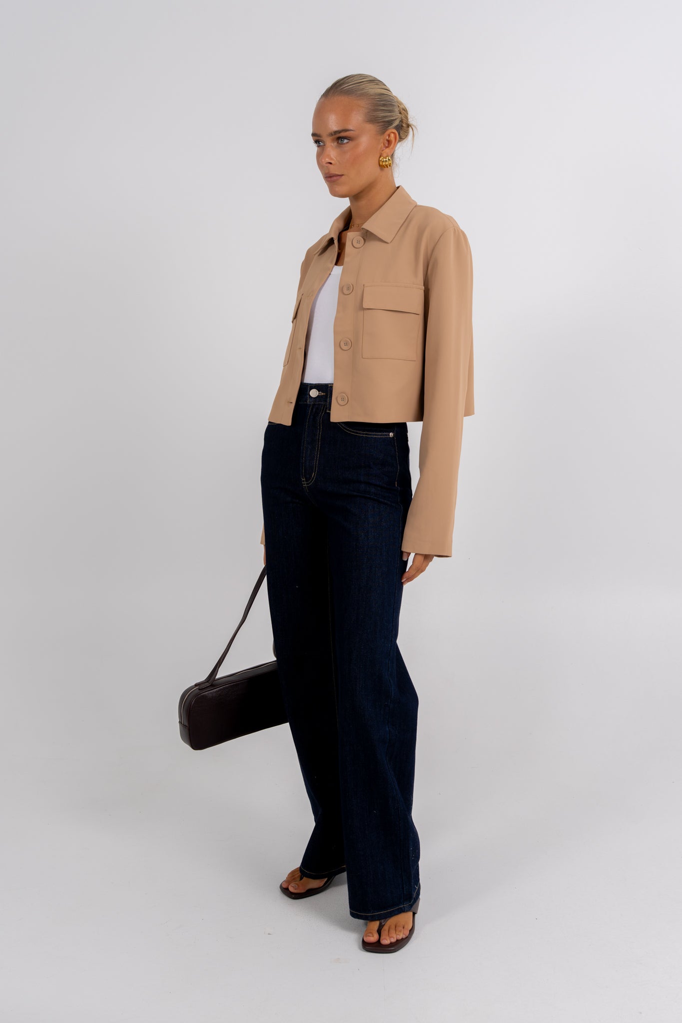 Jovie Cropped Shirt Beige