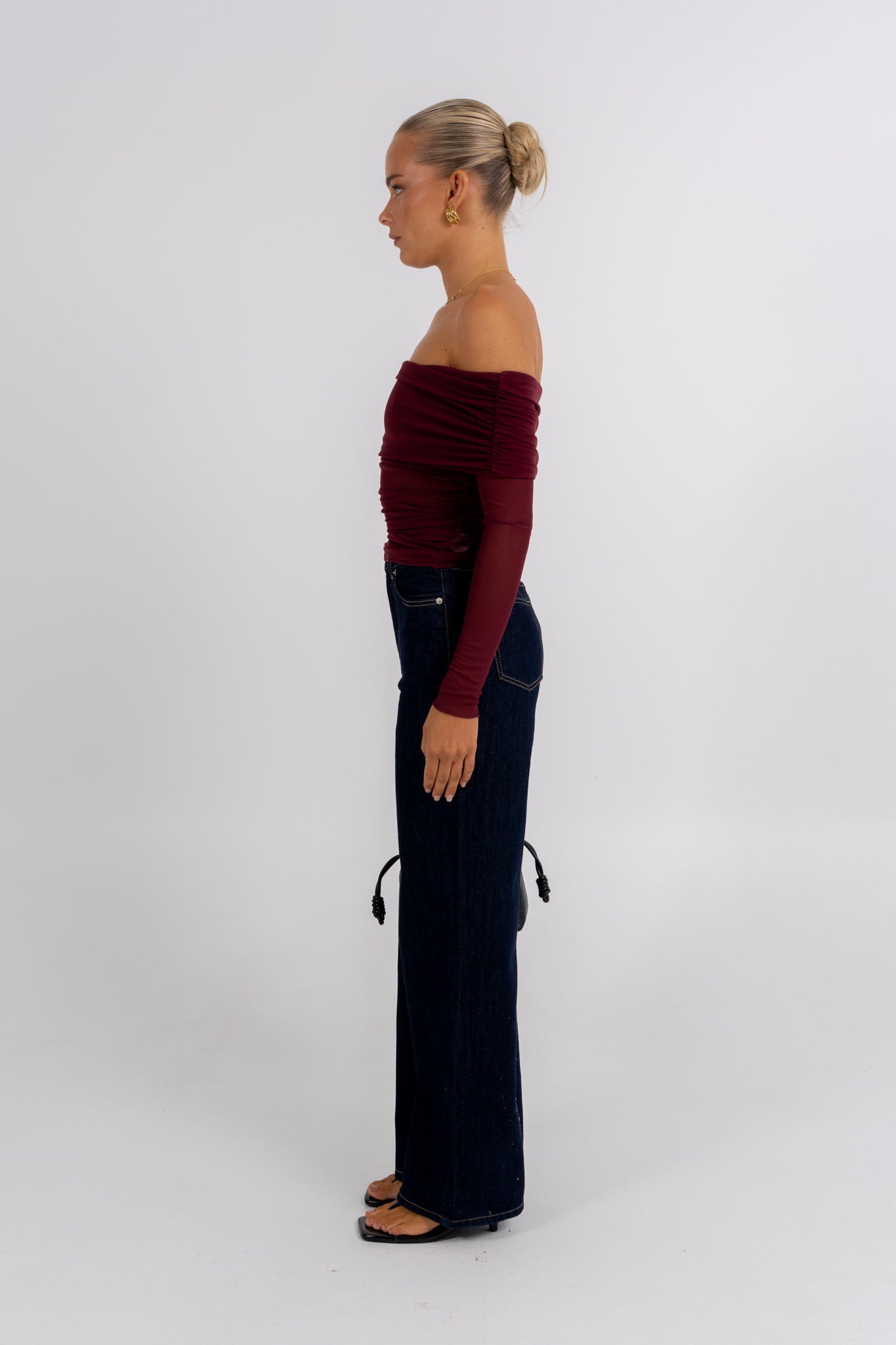 Plyrie Off-the-shoulder Top Burgundy