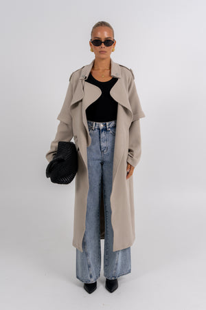 Sarah Trench Coat Stone Grey