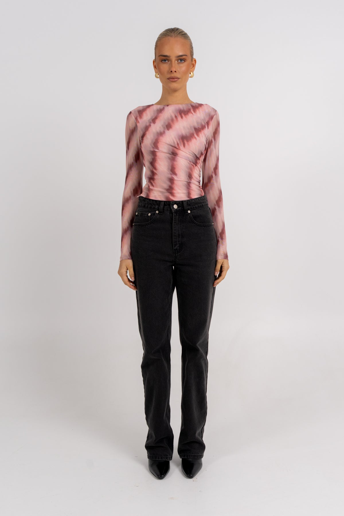 Genevieve Long Sleeve Top Berry Watercolour
