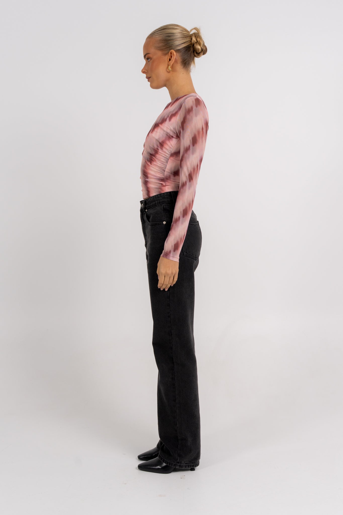 Genevieve Long Sleeve Top Berry Watercolour