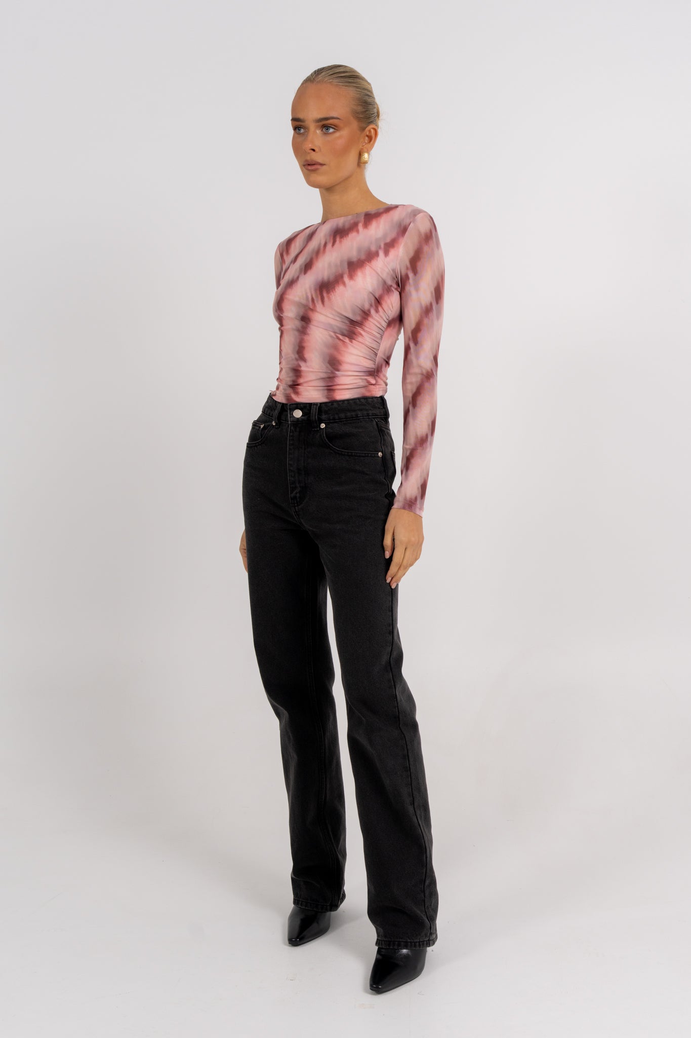 Genevieve Long Sleeve Top Berry Watercolour