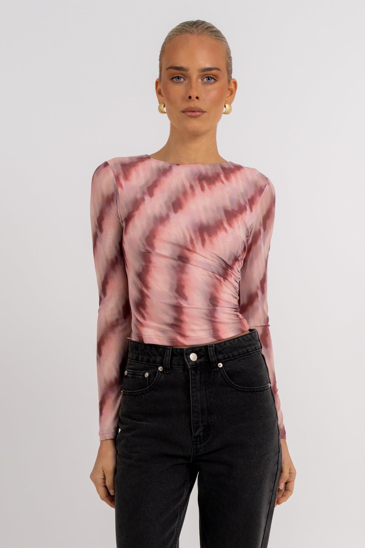 Genevieve Long Sleeve Top Berry Watercolour