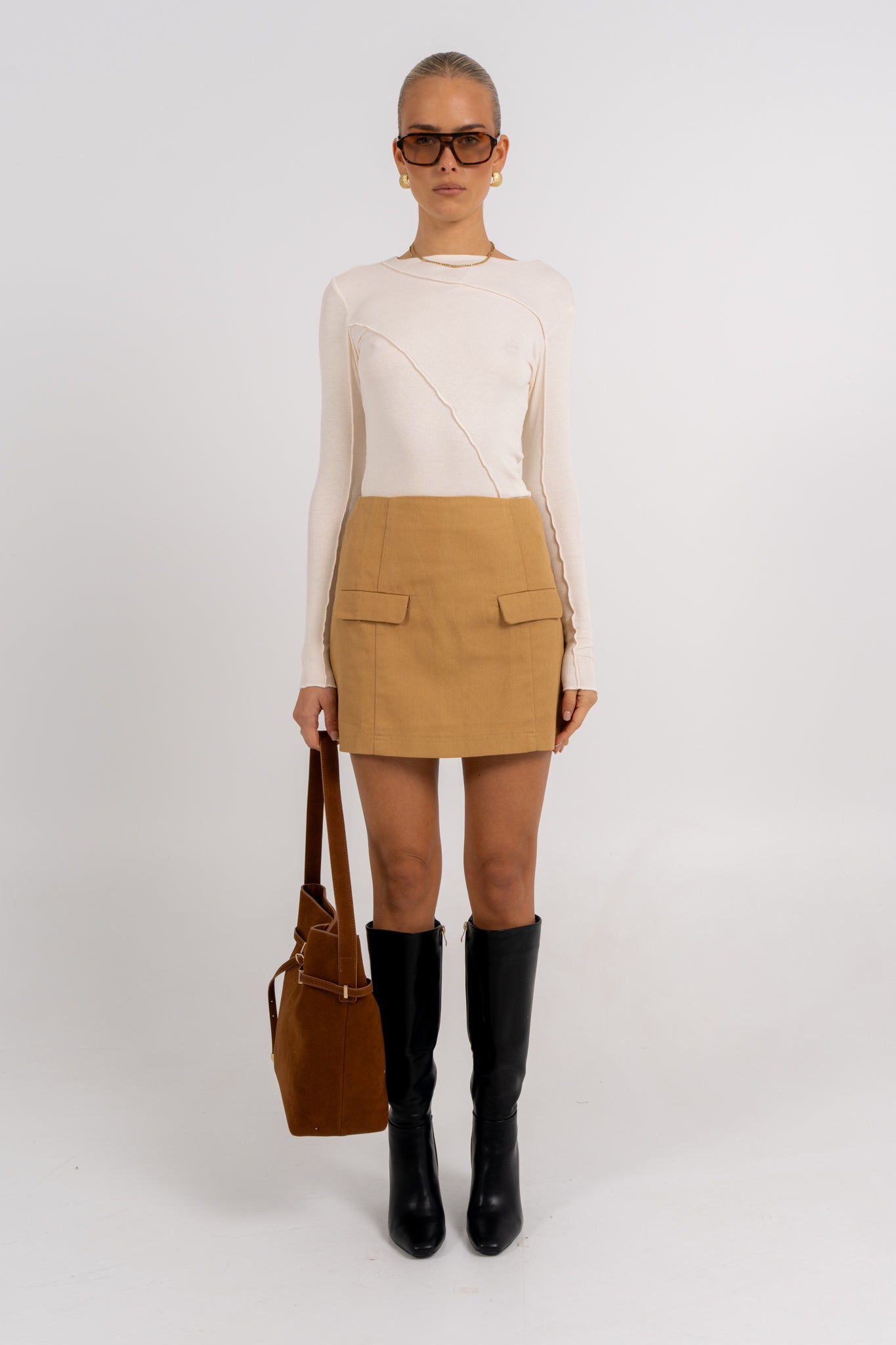 Basilio Mini Skirt Tan