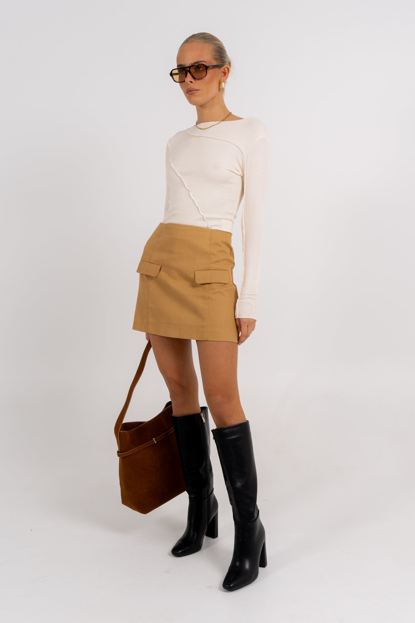 Basilio Mini Skirt Tan
