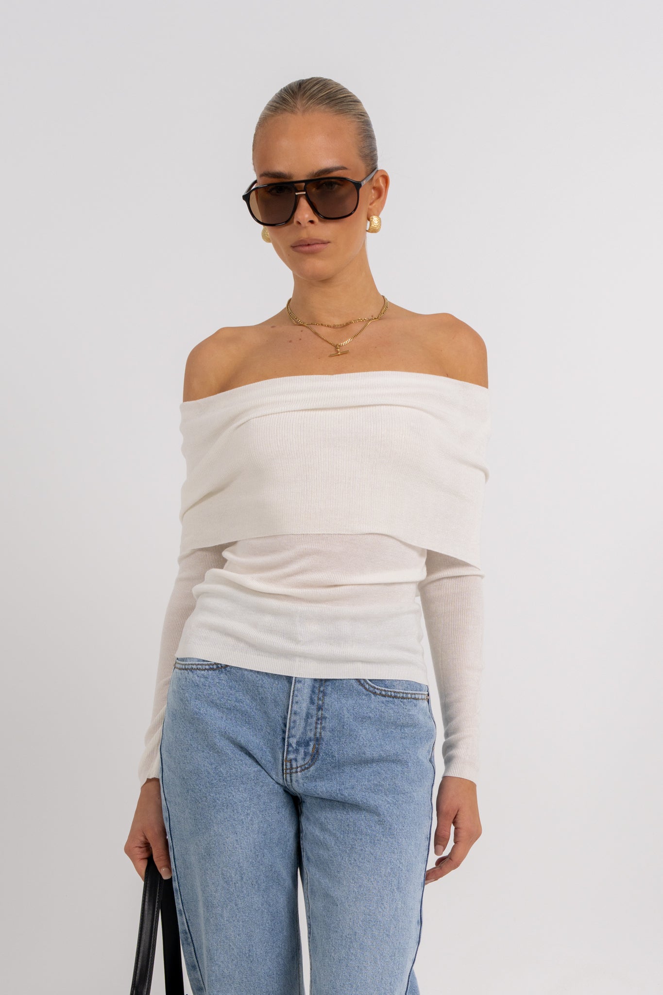Garnet Off-Shoulder Top Ivory