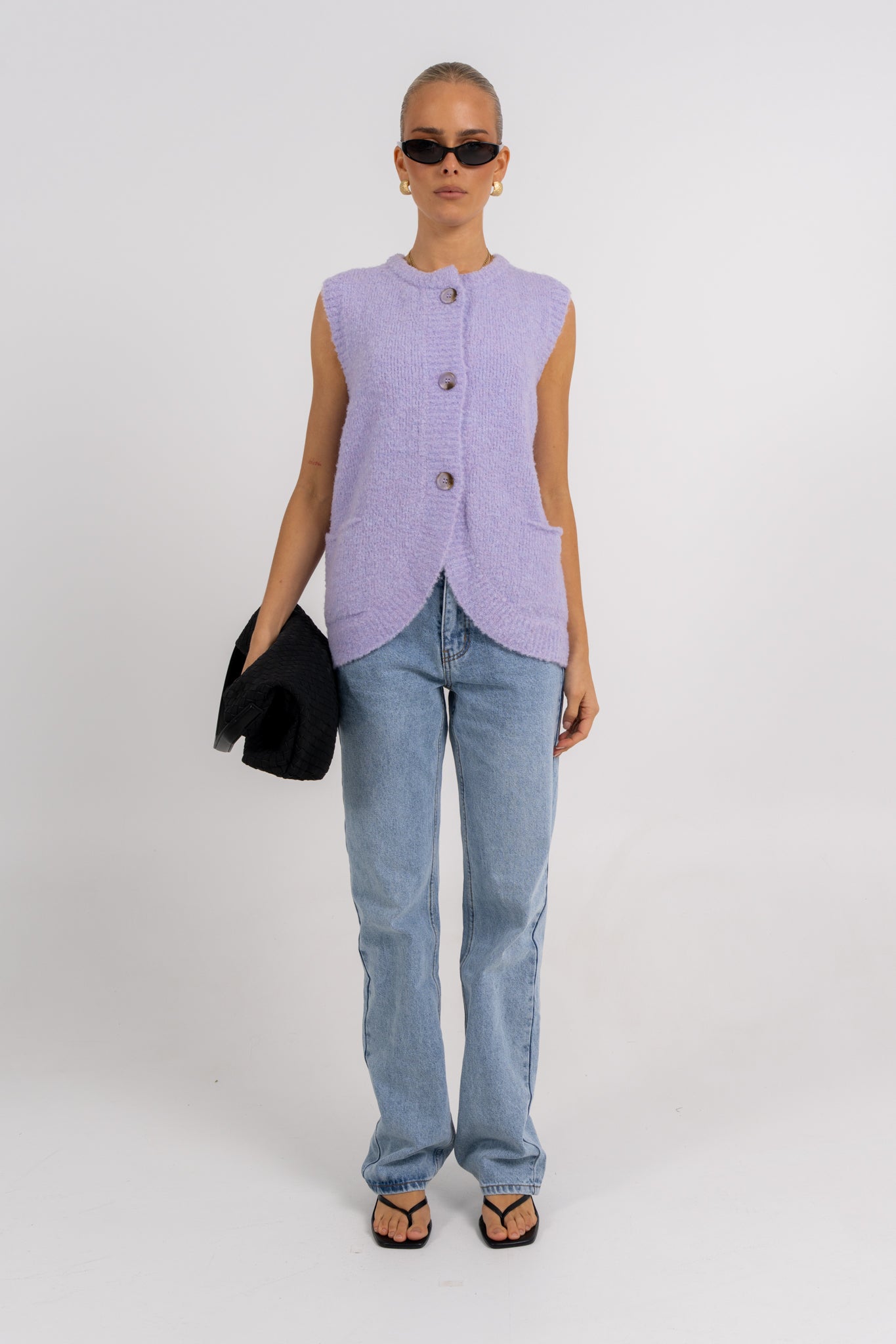 Nadia Knit Vest Lilac Marle
