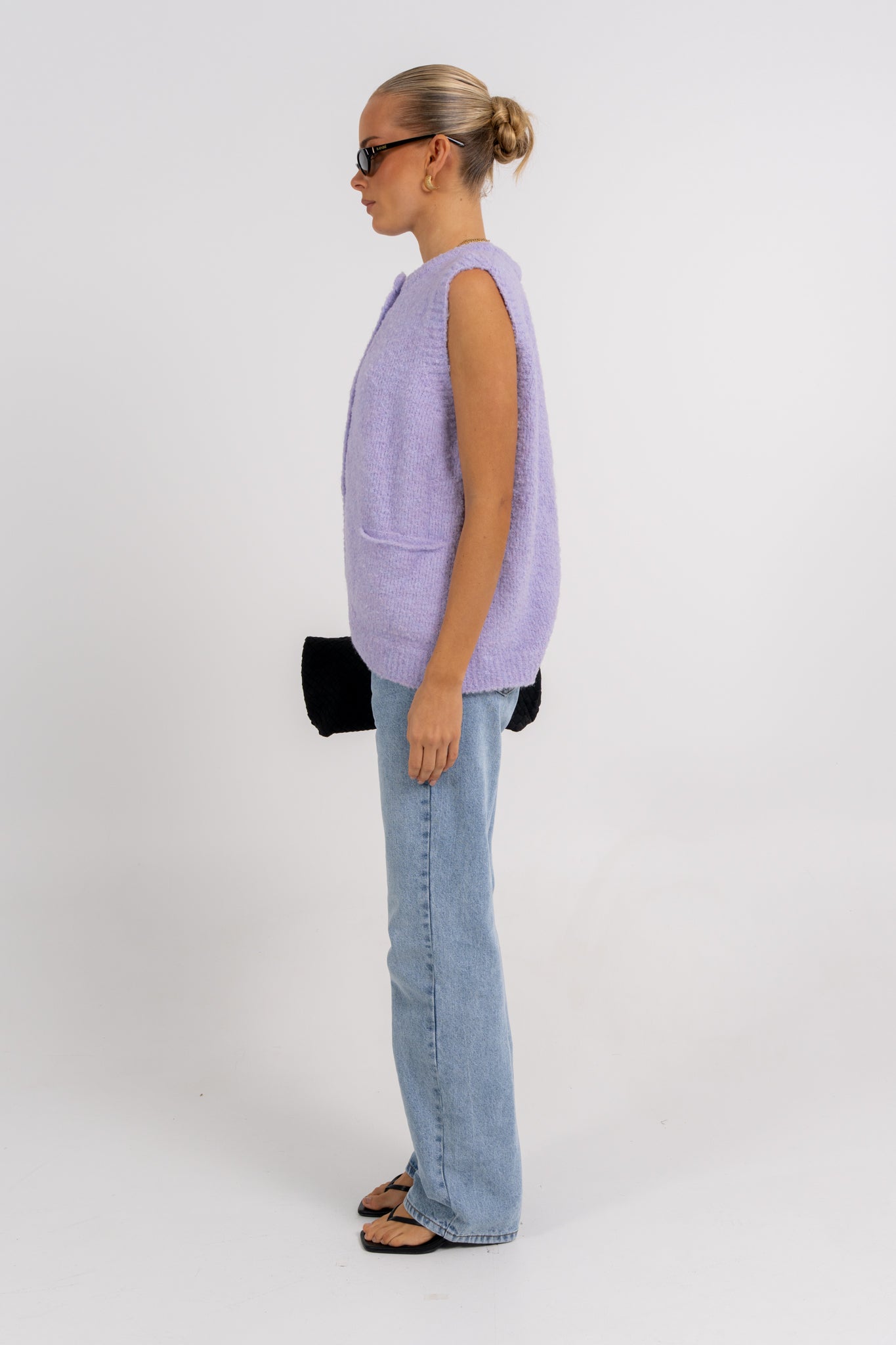 Nadia Knit Vest Lilac Marle