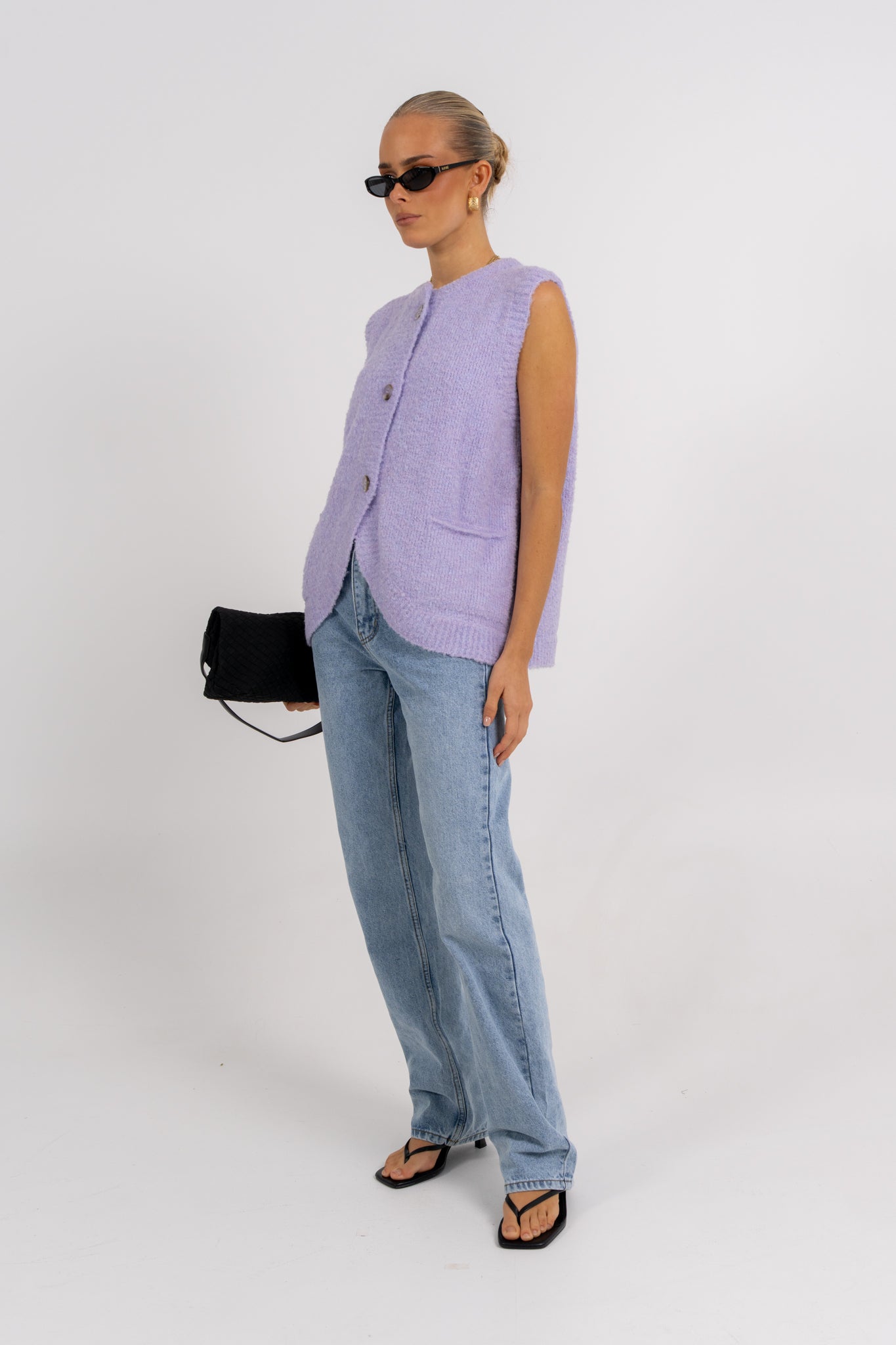 Nadia Knit Vest Lilac Marle