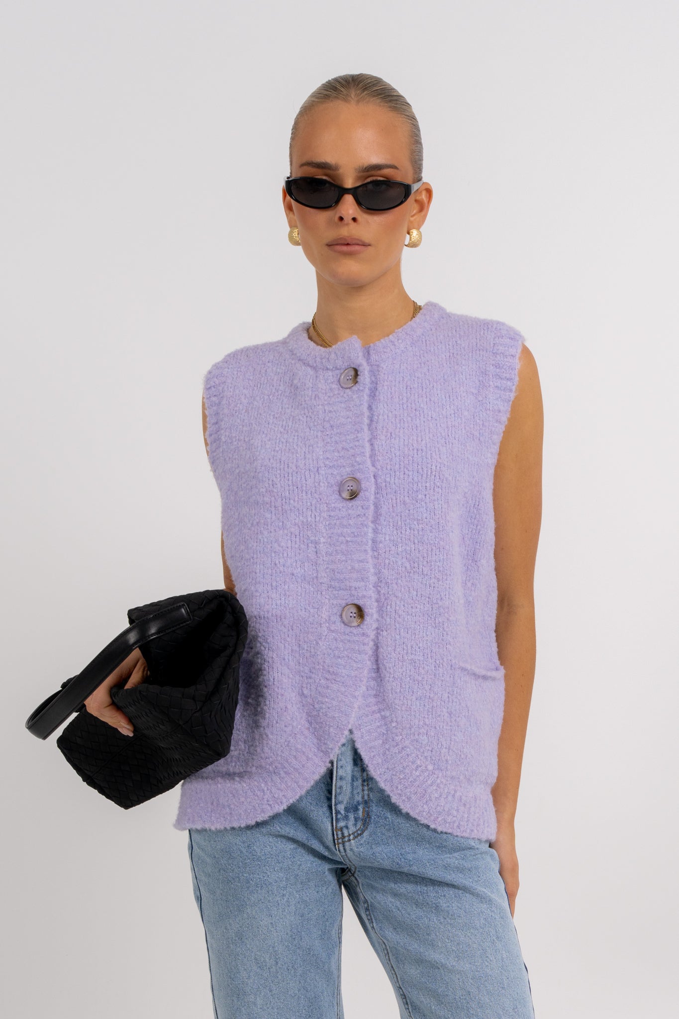 Nadia Knit Vest Lilac Marle