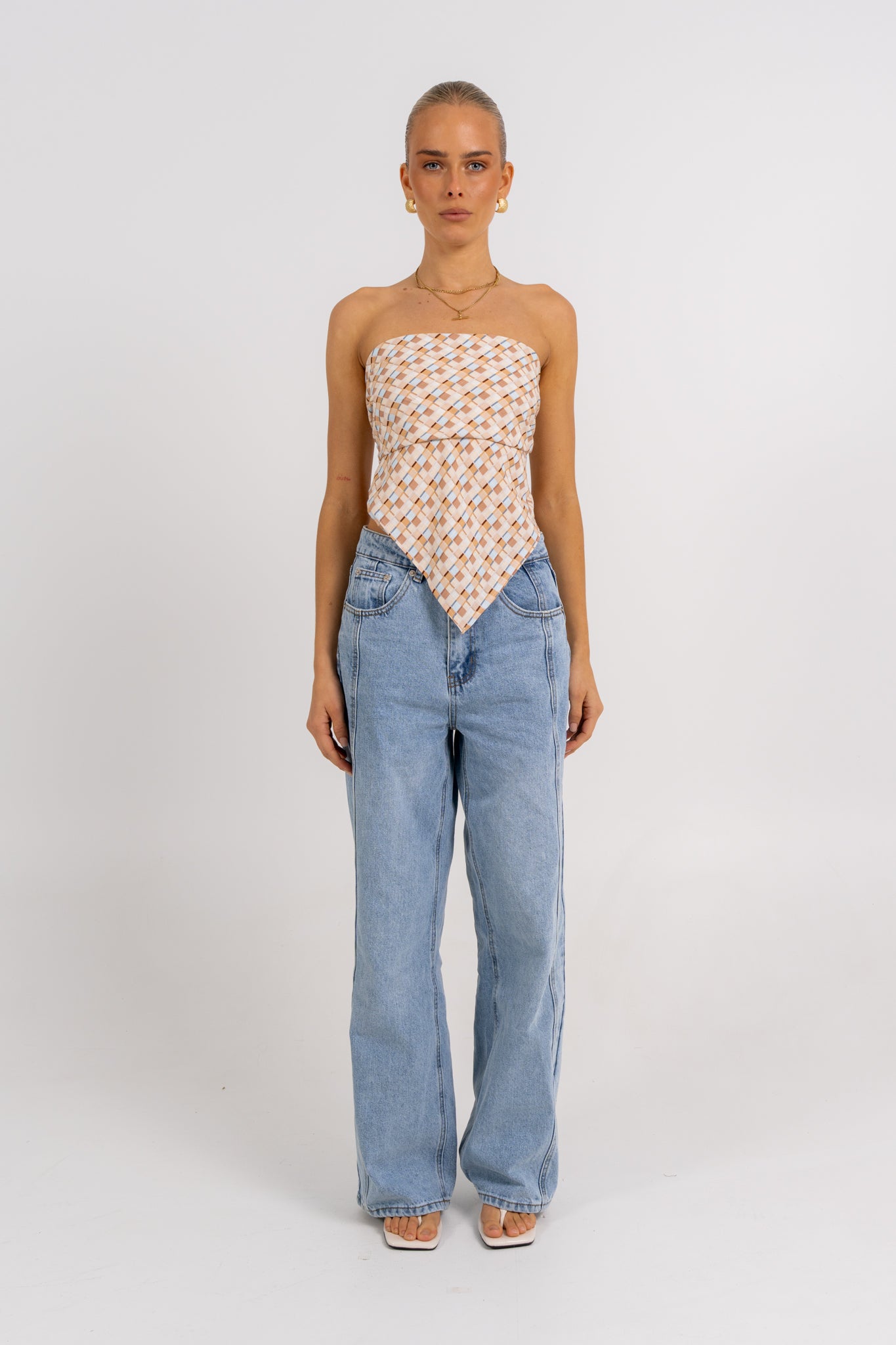 Sono Top Beige Check