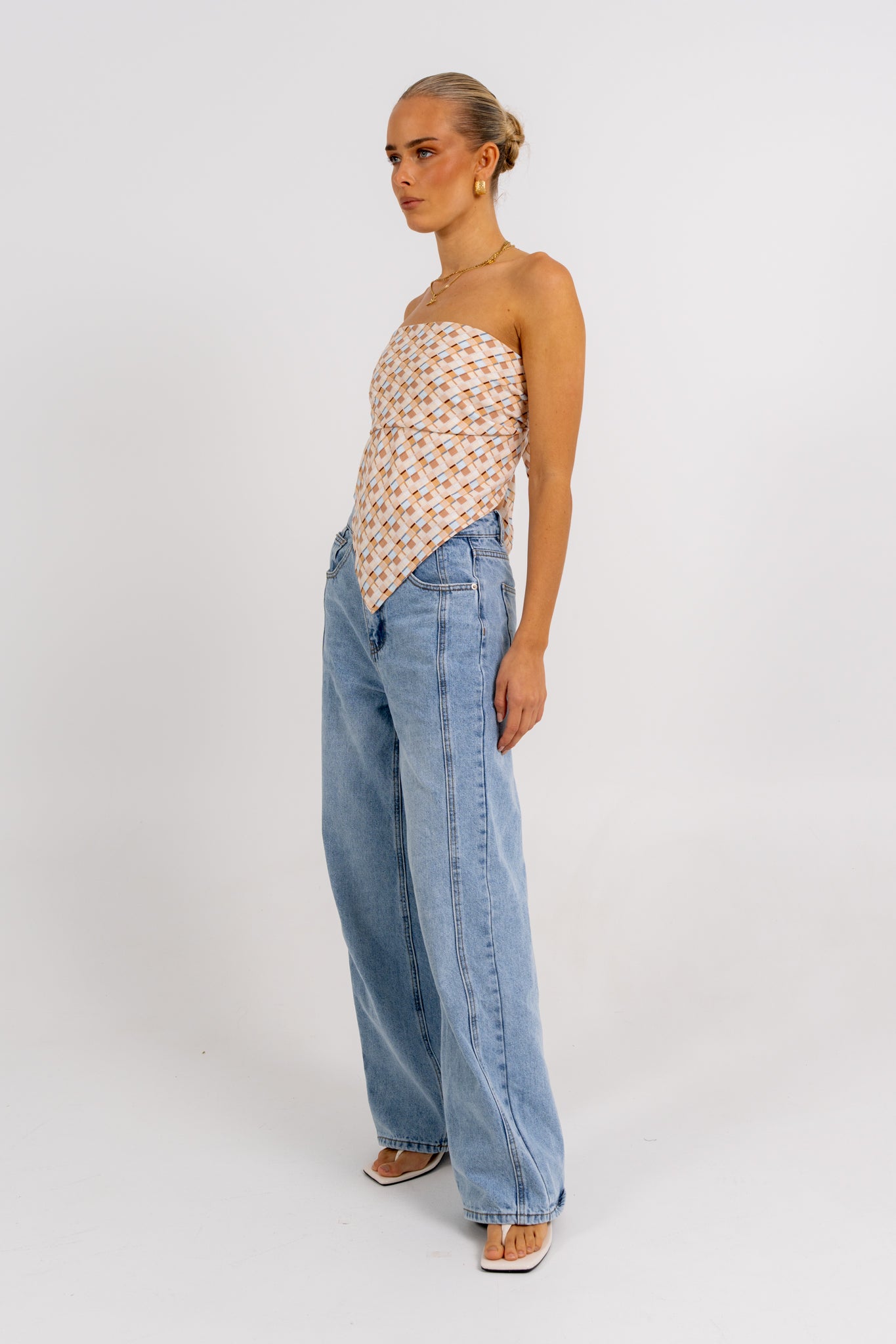 Sono Top Beige Check
