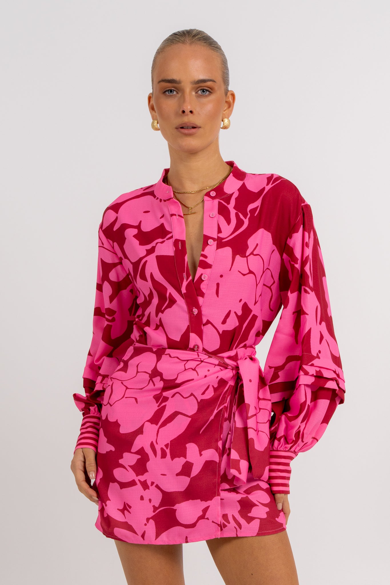 Chicago Billowed Shirt Plum Floral