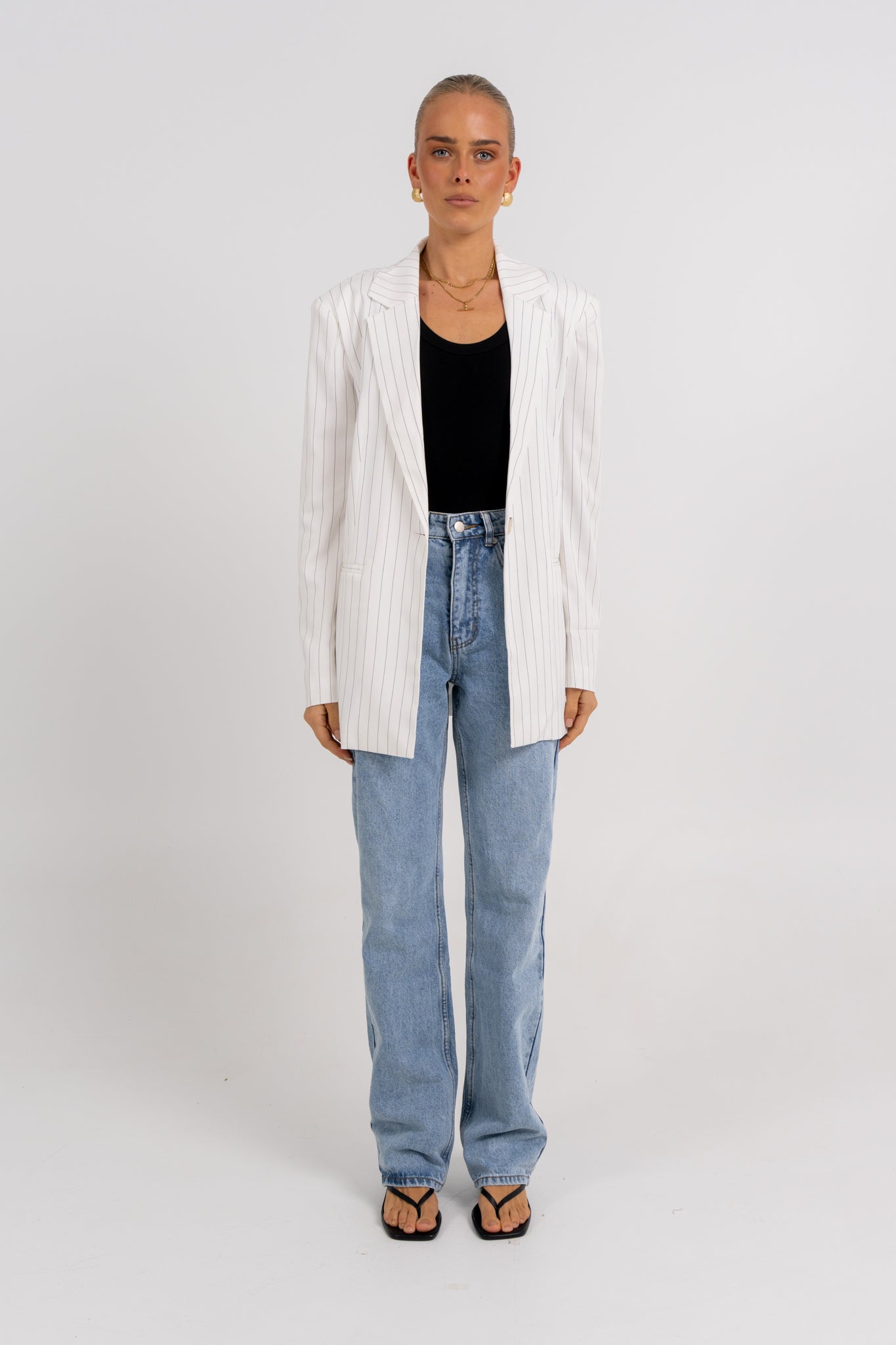 Quade Blazer White Pinstripe