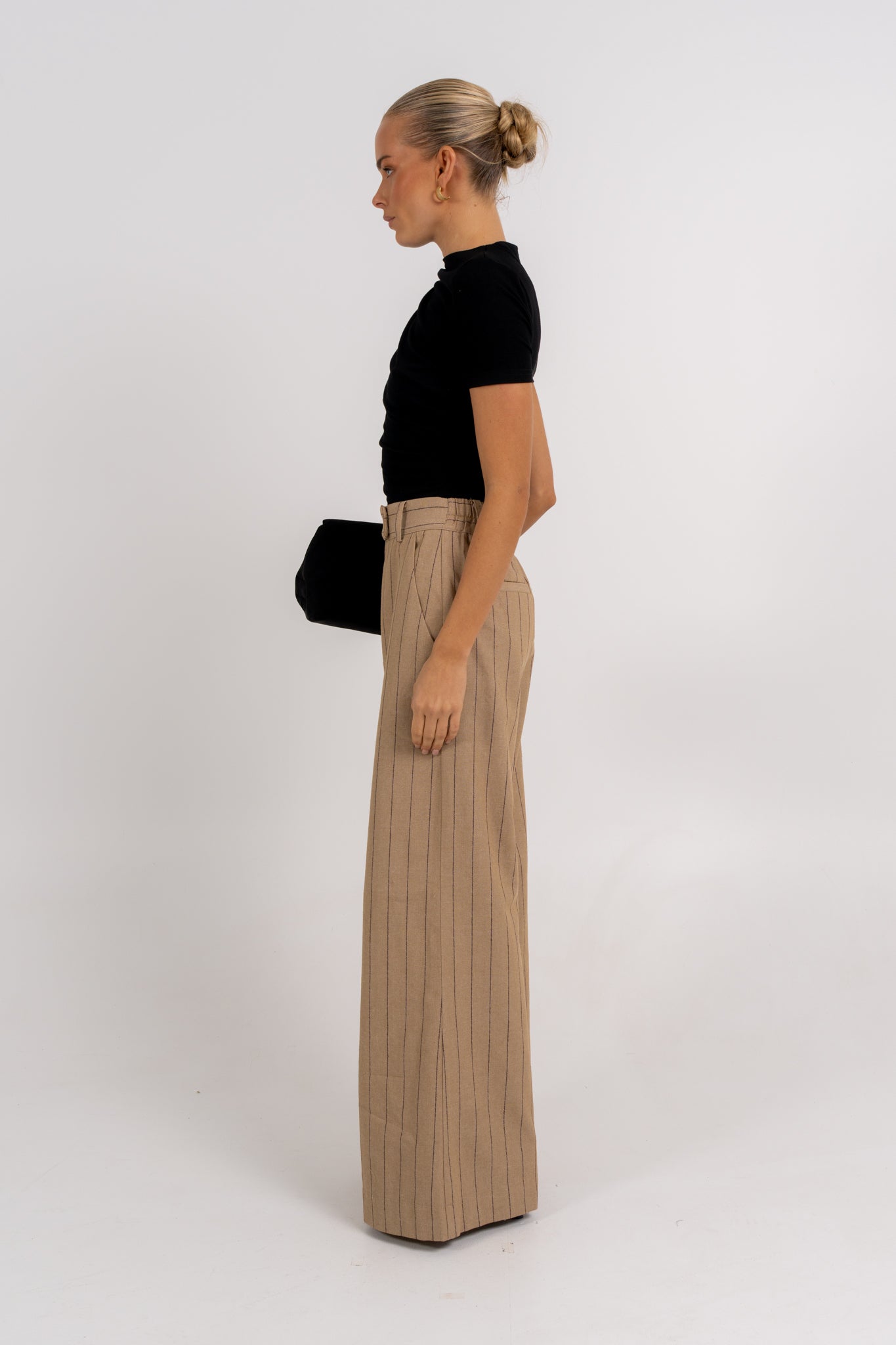 Flora Pants Beige Pinstripe