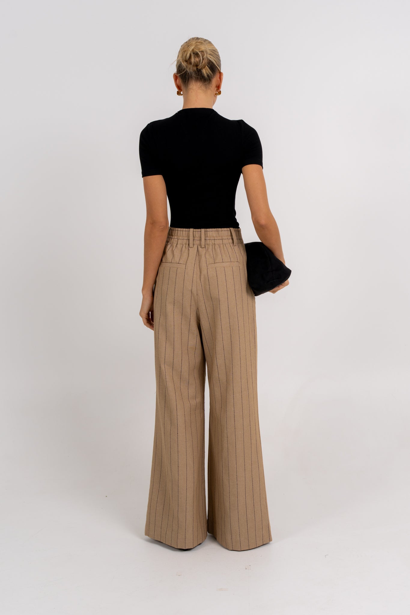 Flora Pants Beige Pinstripe