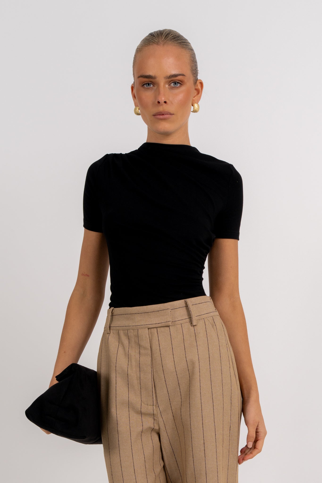 Flora Pants Beige Pinstripe
