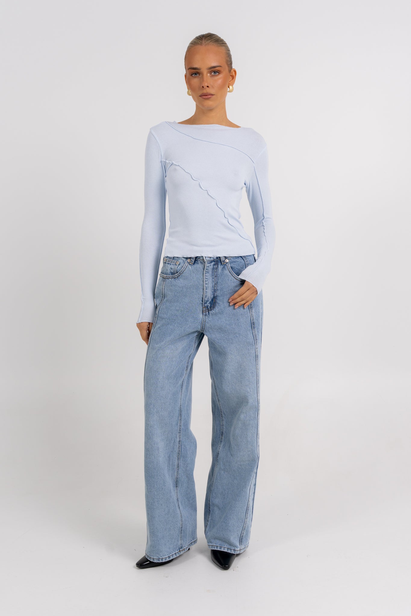 Nicka Long Sleeve Top Blue