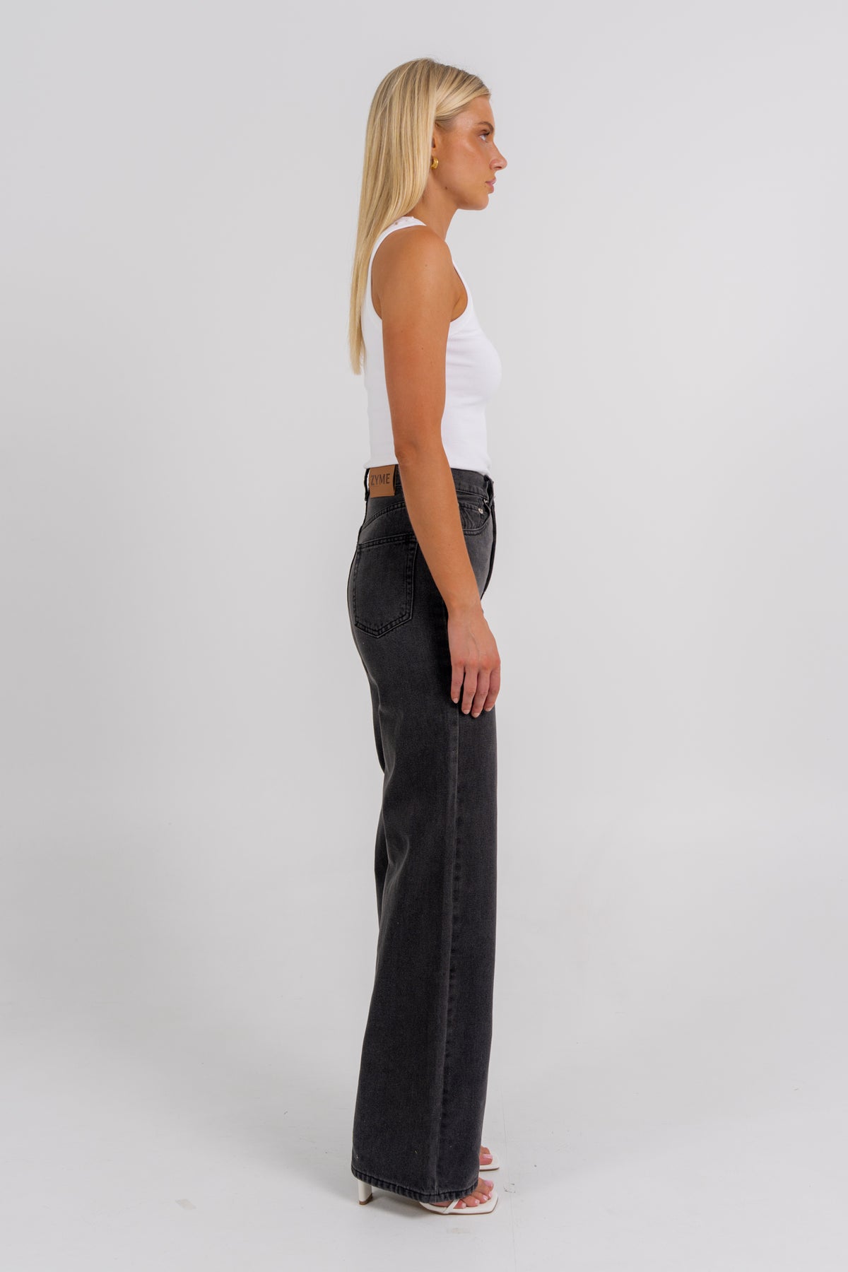 Carissa Wide Leg Jeans Washed Black