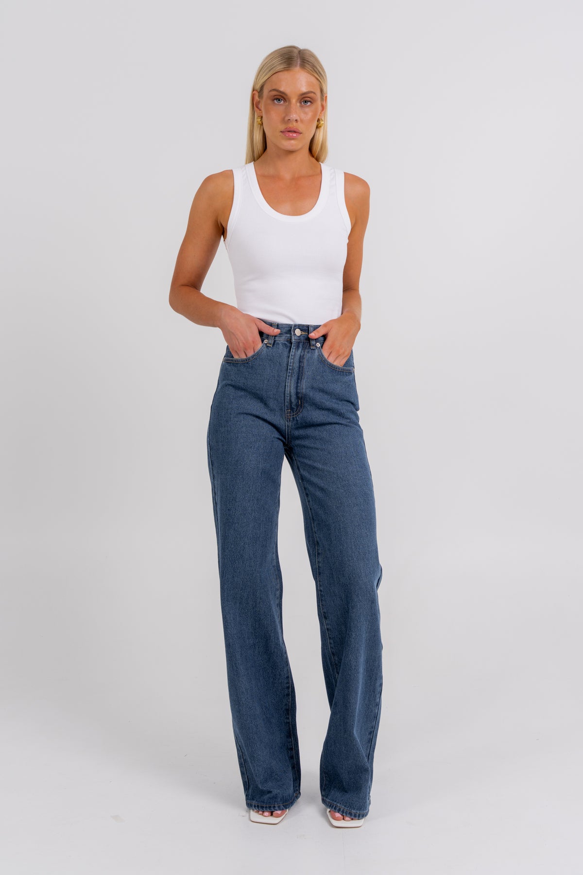 Carissa Wide Leg Jeans Classic Blue