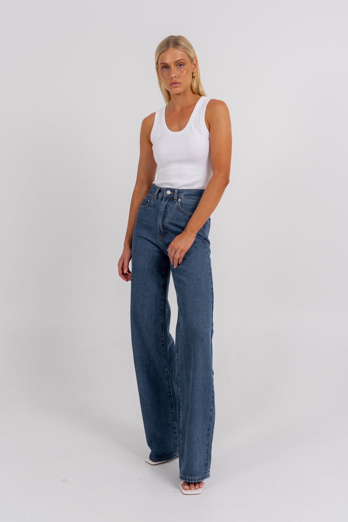 Carissa Wide Leg Jeans Classic Blue