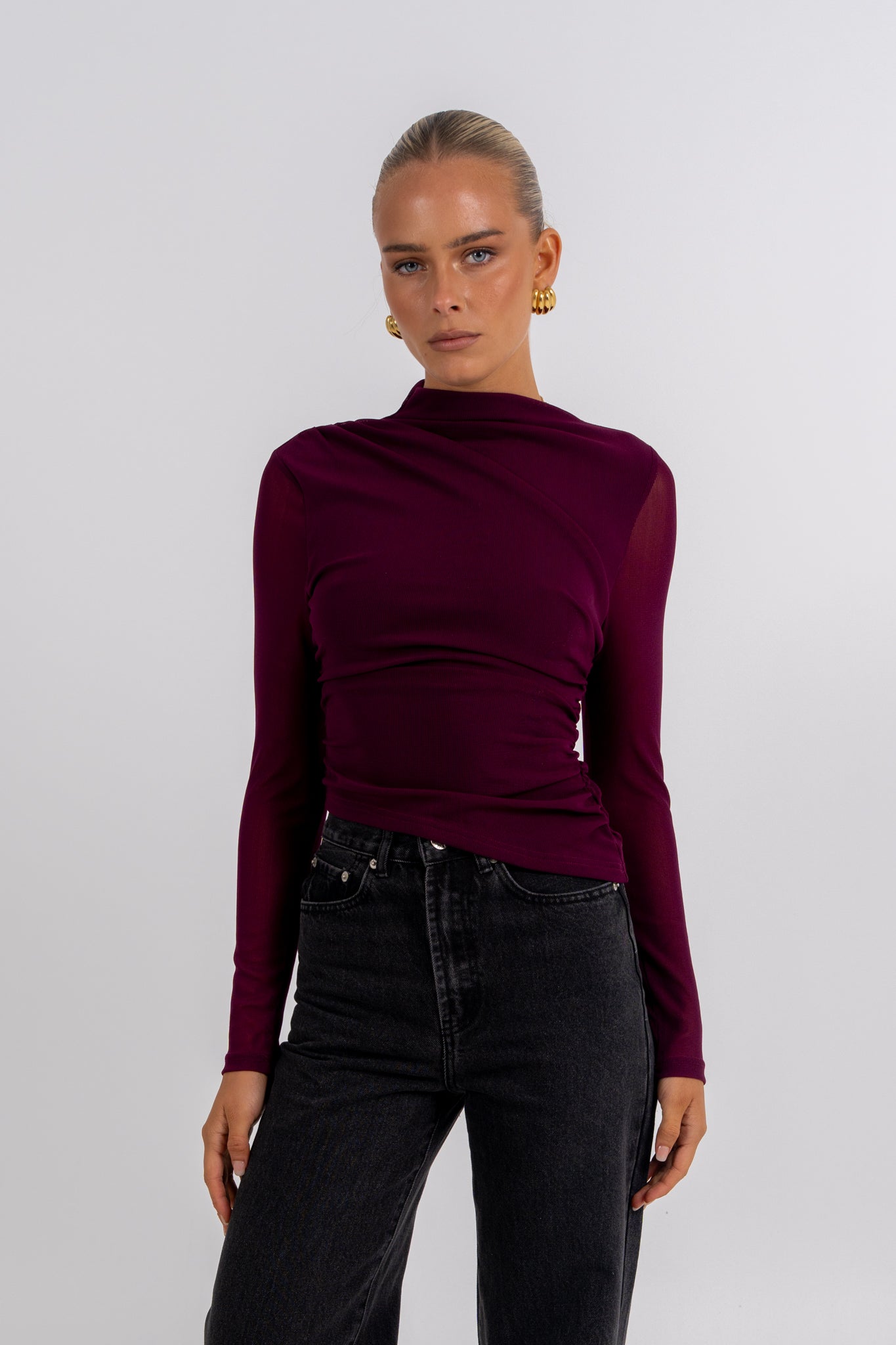 PRE ORDER Dakitah Long Sleeve Top Burgundy