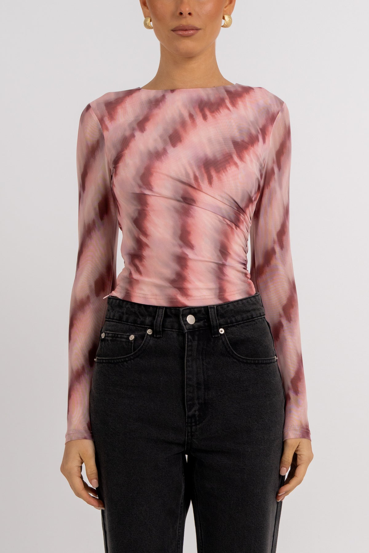 Genevieve Long Sleeve Top Berry Watercolour