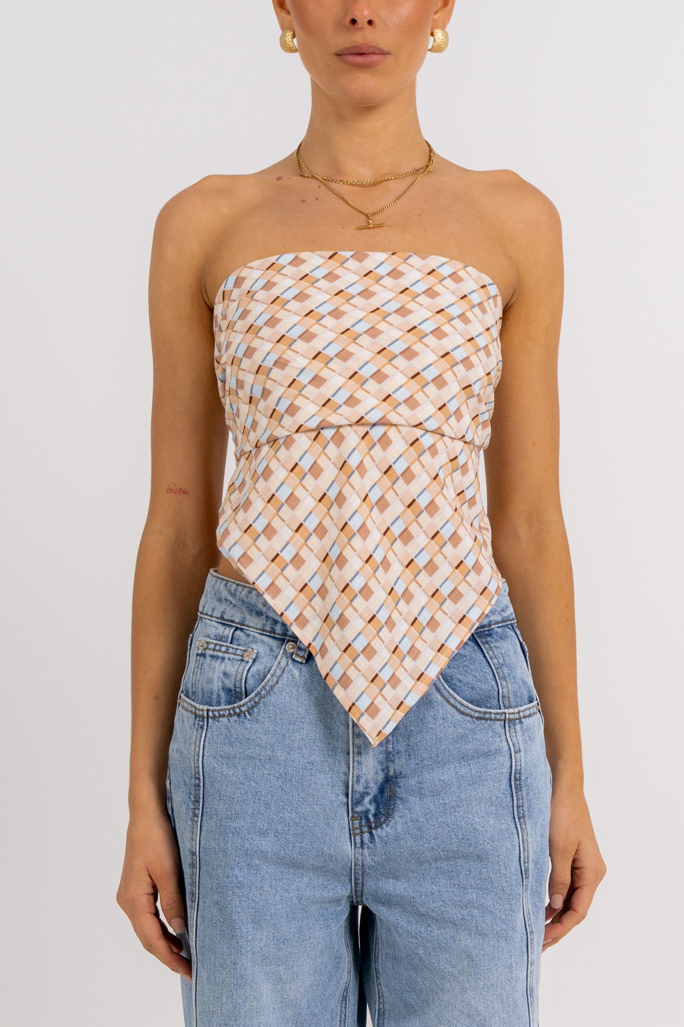 Sono Top Beige Check