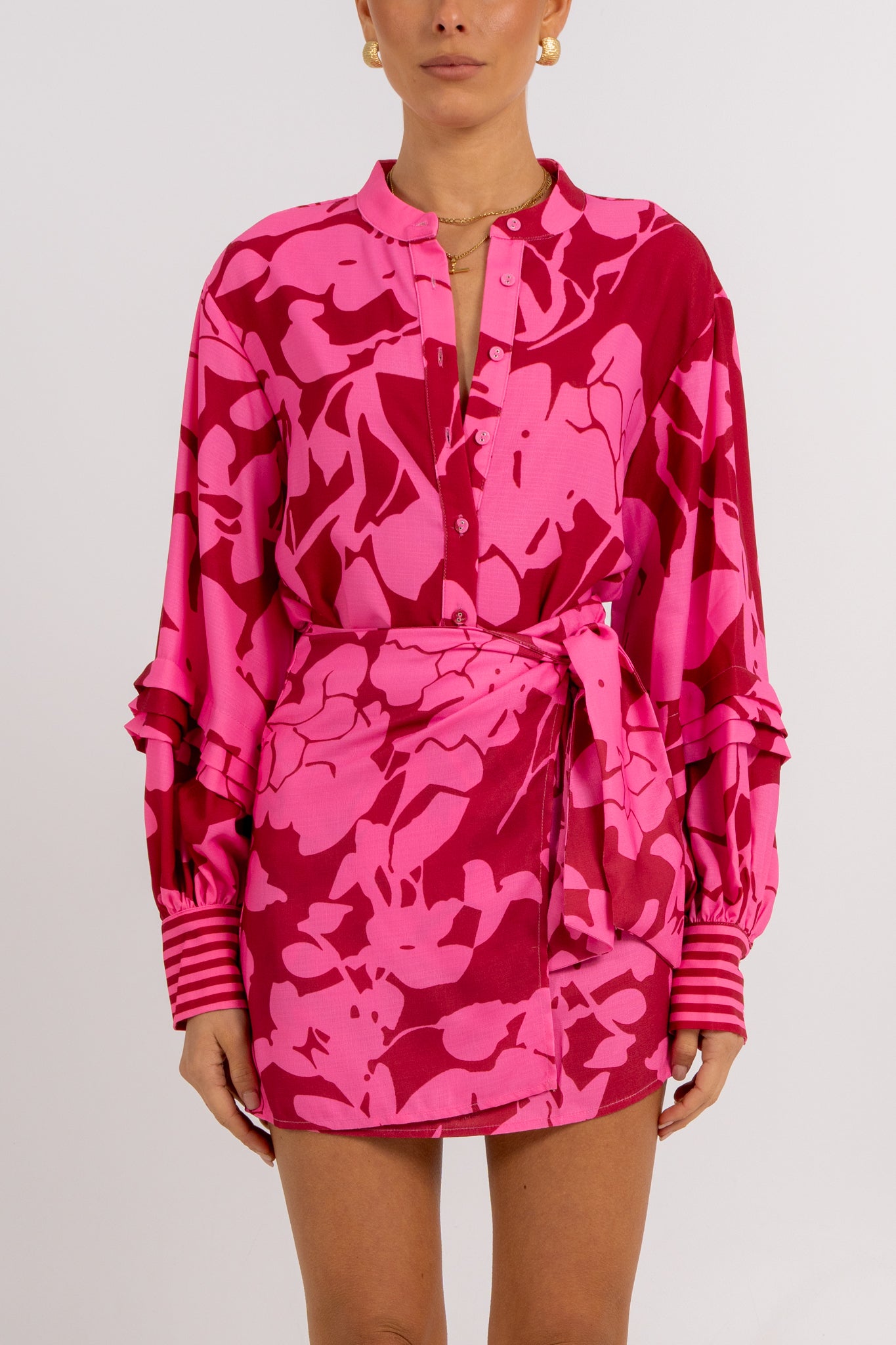 Chicago Billowed Shirt Plum Floral