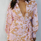 Maddox Shirt - Tan/Soft Pink Floral