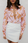 Chicago Billowed Shirt - Tan Floral Print