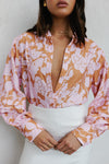 Chicago Billowed Shirt - Tan Floral Print