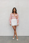 Chicago Billowed Shirt - Tan Floral Print